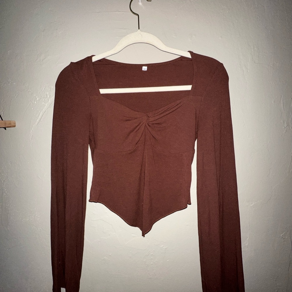 Brown Long Sleeve Women's Blouse